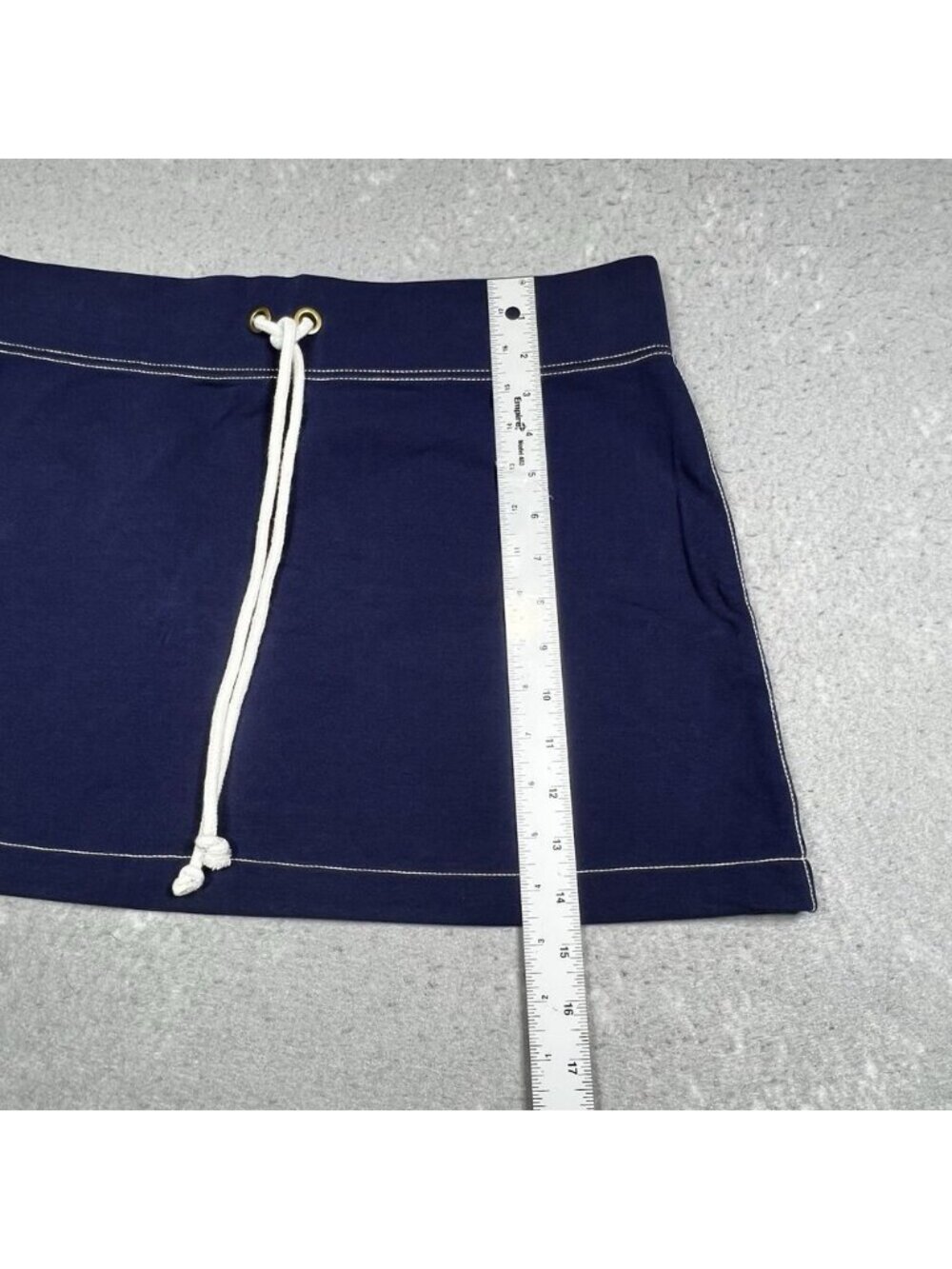 Skirt Women’s Size Large Navy Blue Drawstring A Line Mini Coastal Cotton - Picture 5 of 6